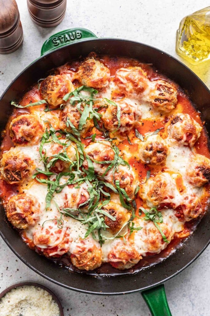 baked chicken parmesan meatballs with parsley