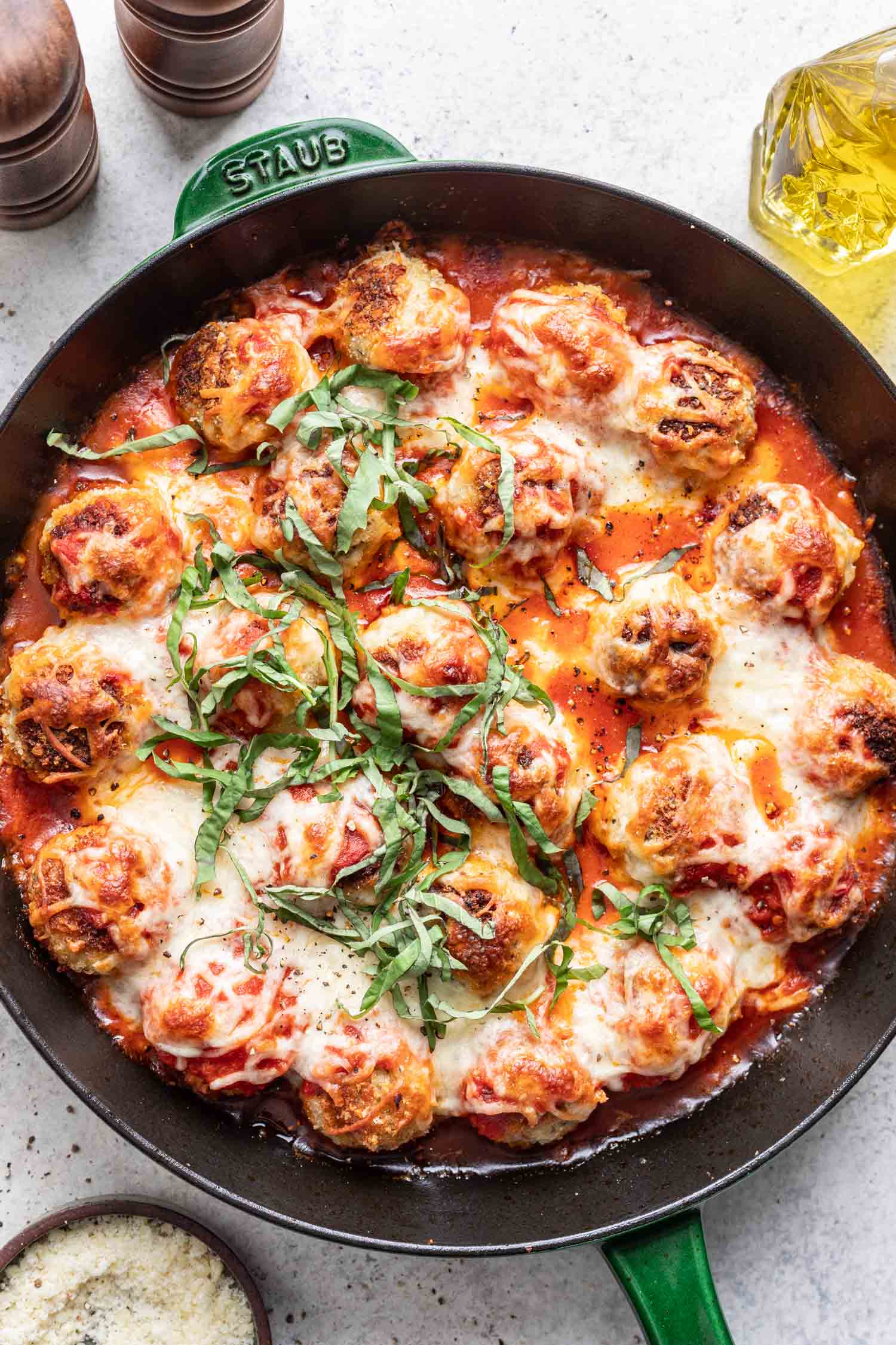 baked chicken parmesan meatballs with parsley