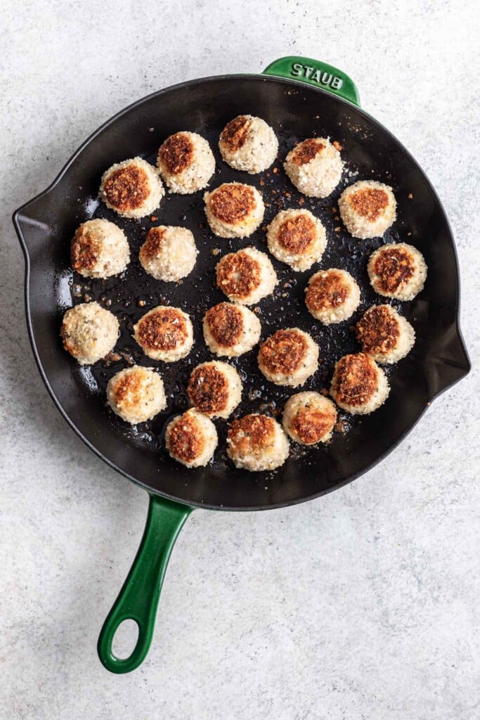 meatballs in a skillet browned