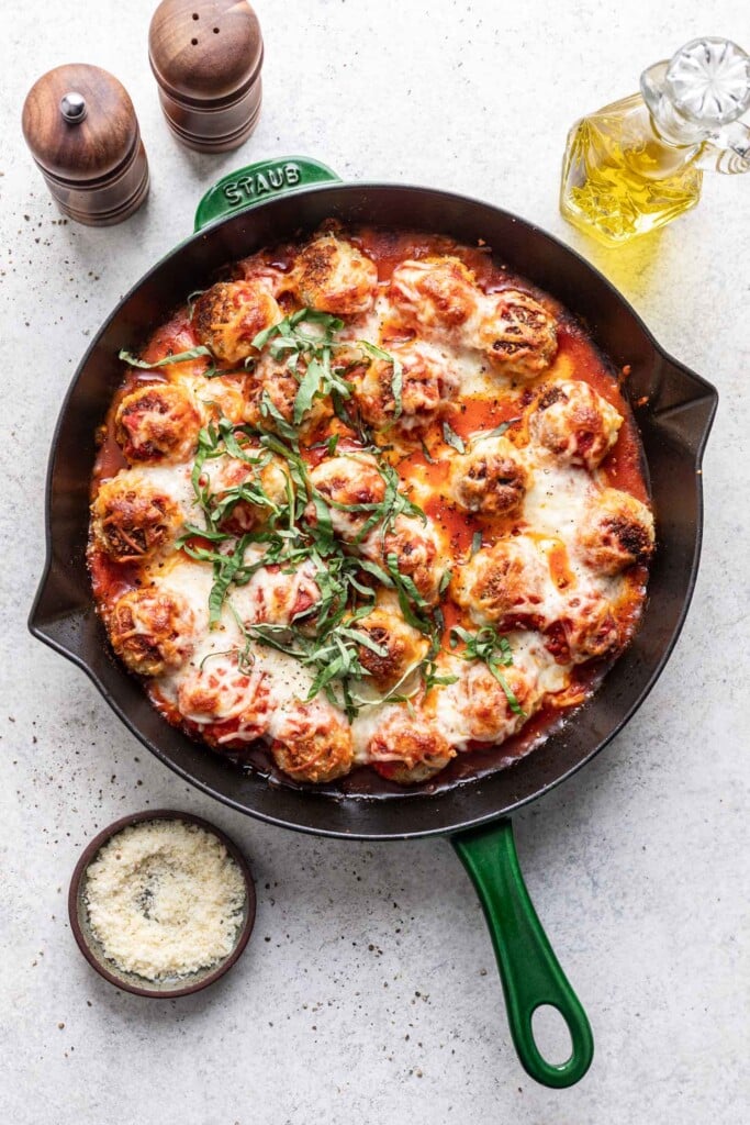 baked chicken parmesan meatballs with parsley