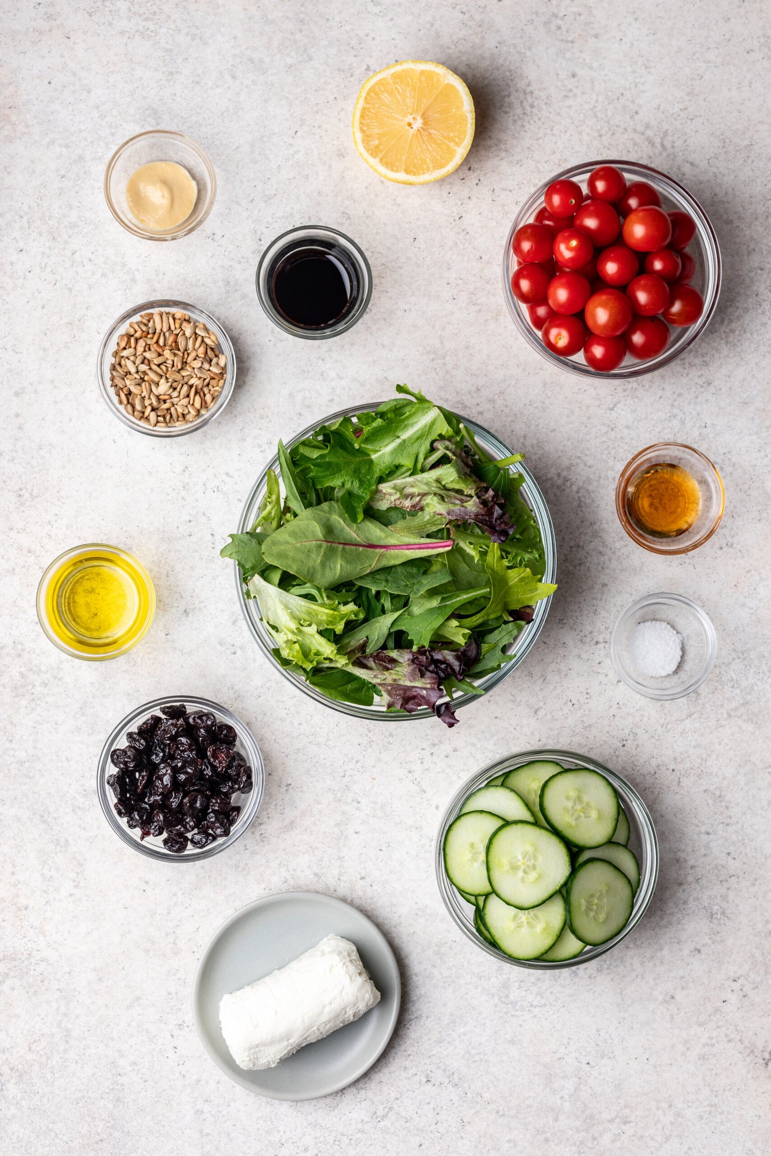ingredients in bowls on a grey background