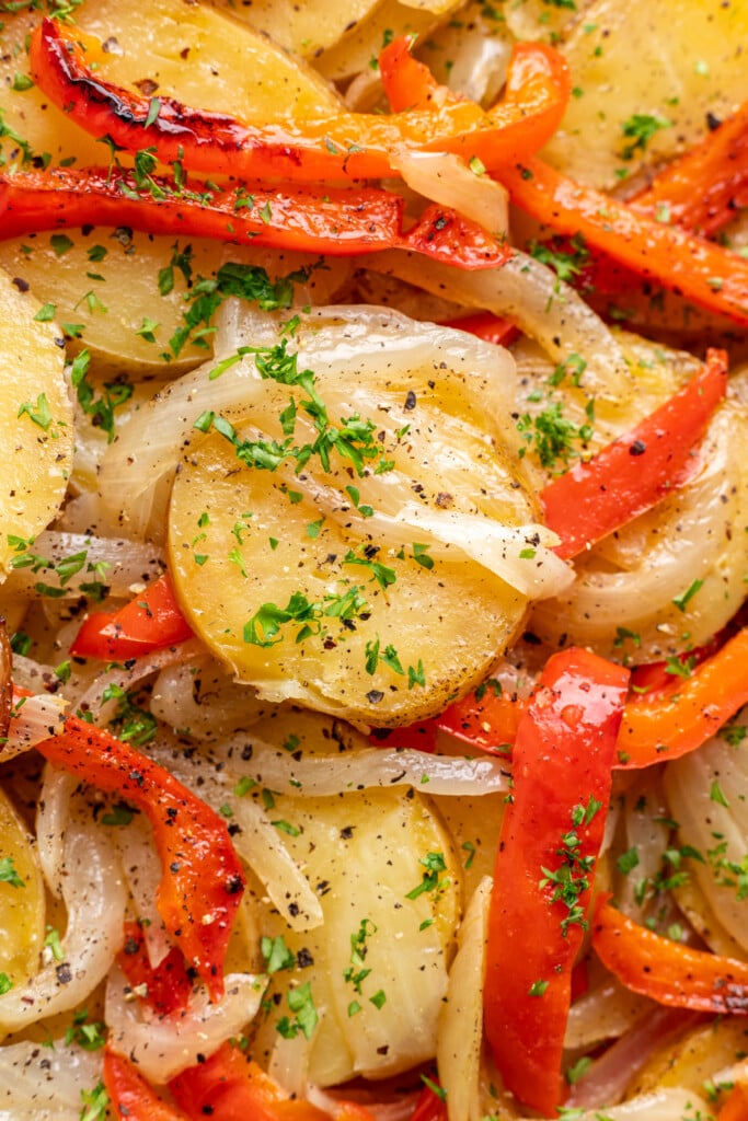 grilled buttery potatoes with onions and potatoes