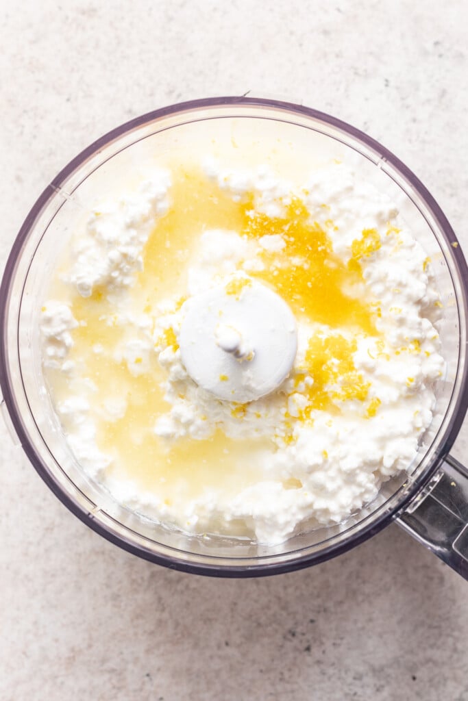 cottage cheese, lemon juice and lemon zest in a food processor