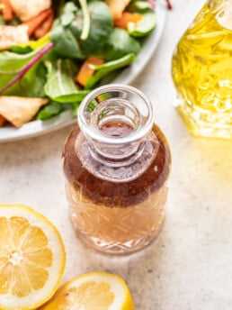 dressing in a glass bottle