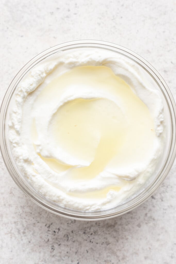 bowl of greek yogurt and lemon juice