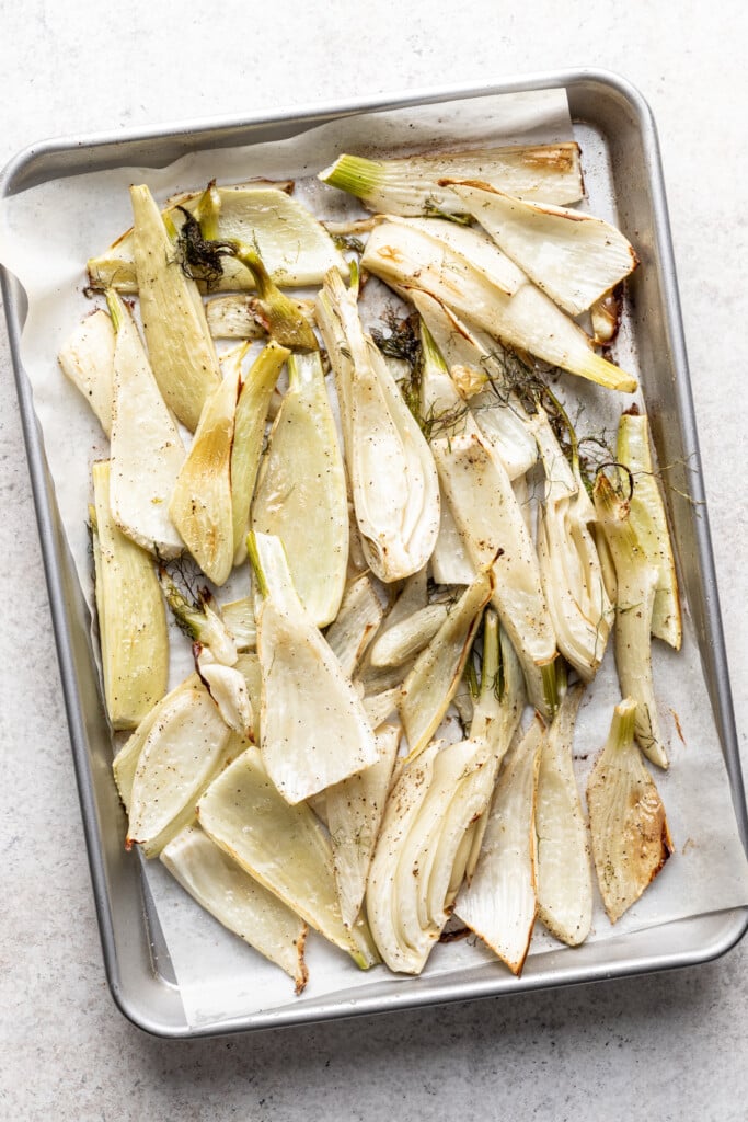 roasted fennel on a sheet pan