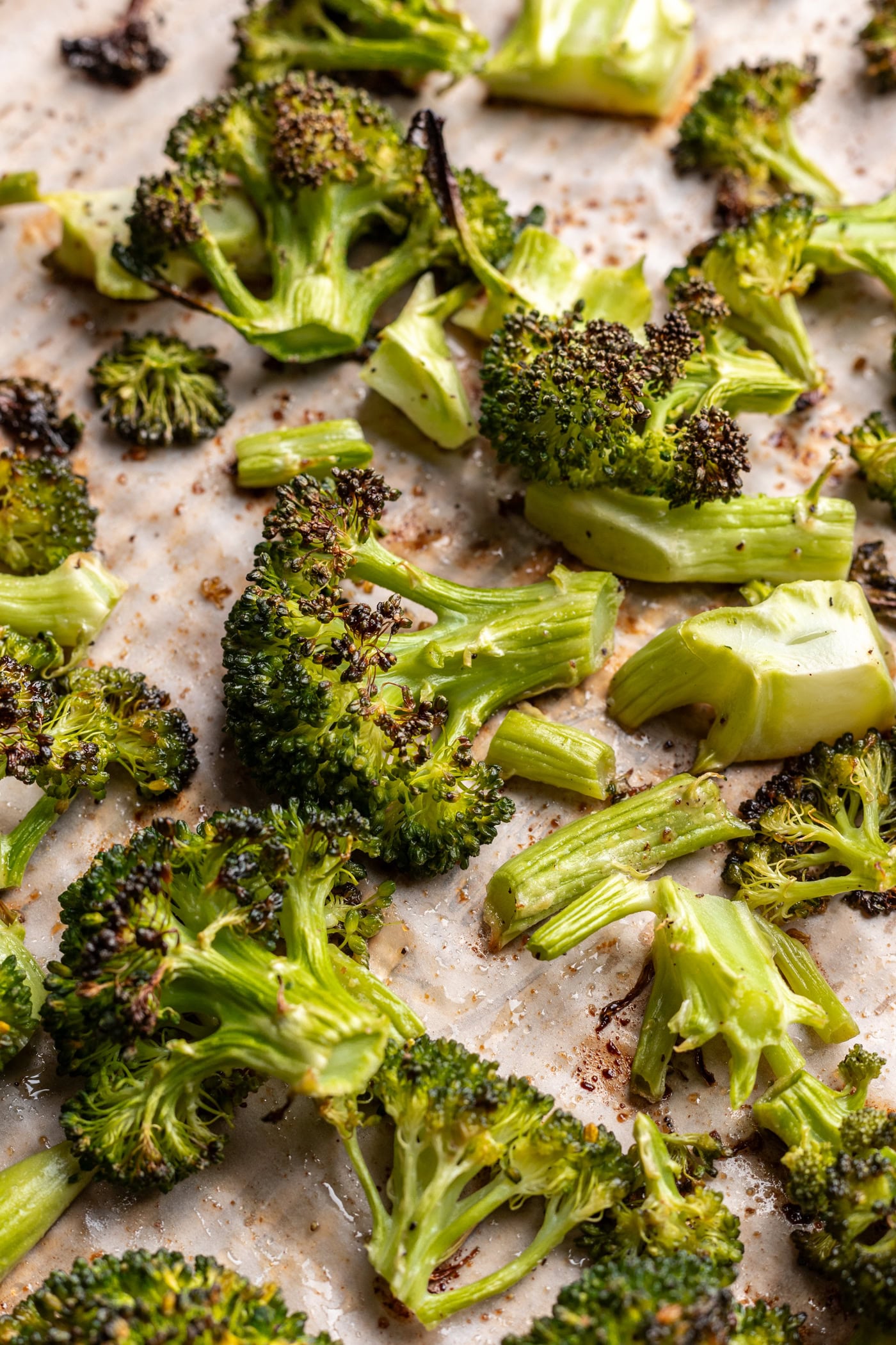 roasted broccoli on a sheet pan