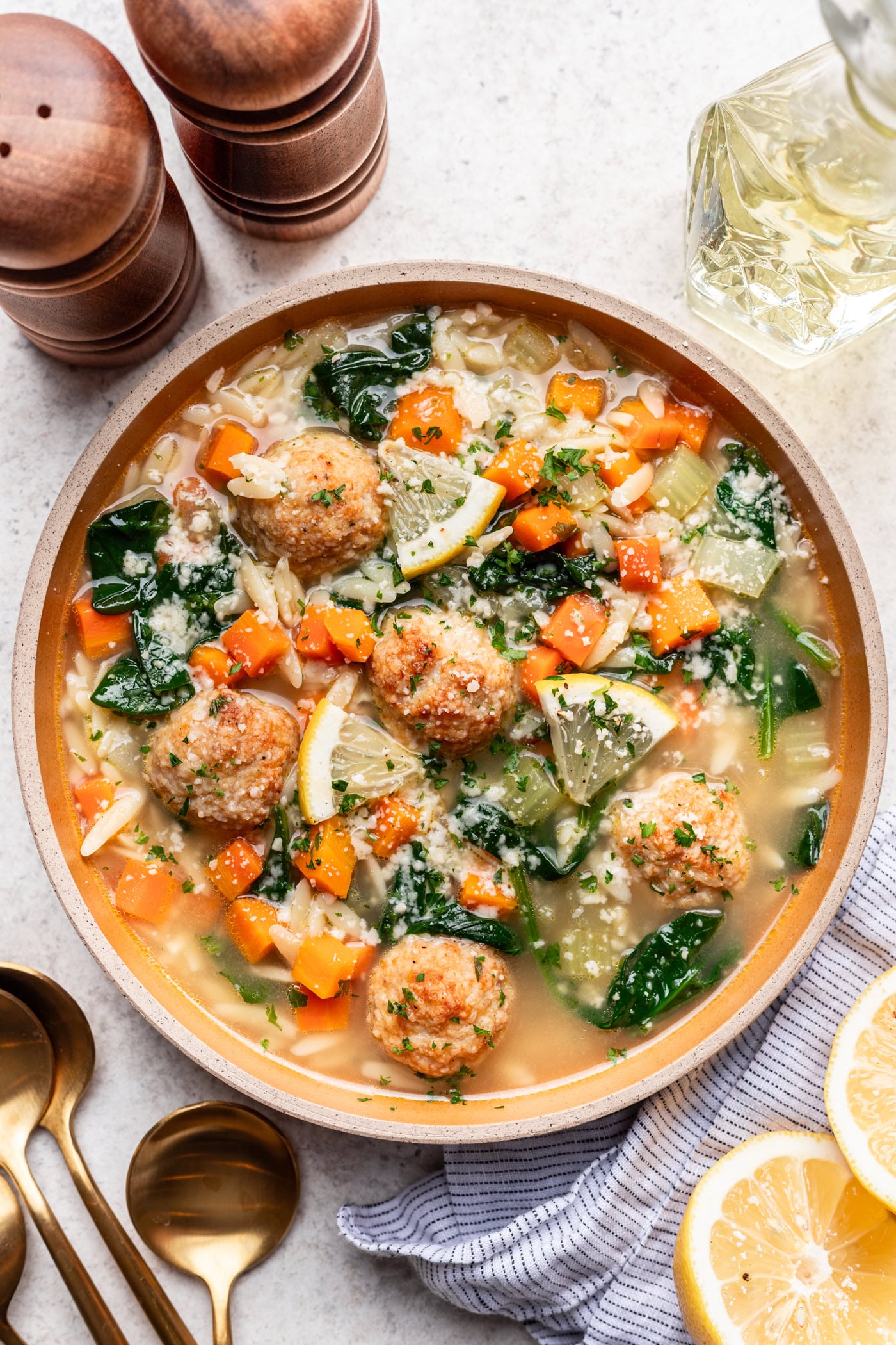 bowl of chicken meatball soup